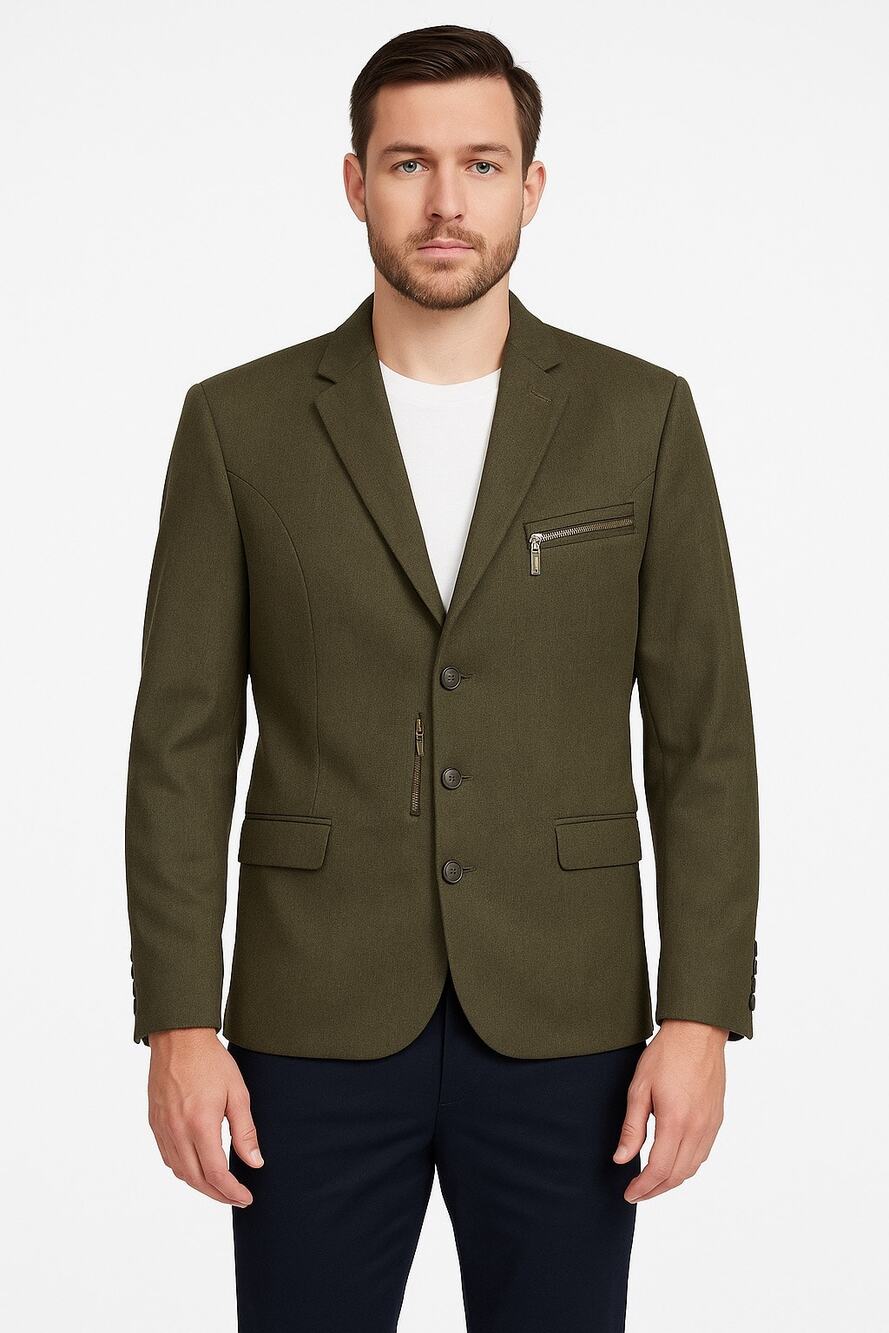 Jaeyoon Jeong Green Herringbourne Blazer Exposed Stitching & Zippers medium